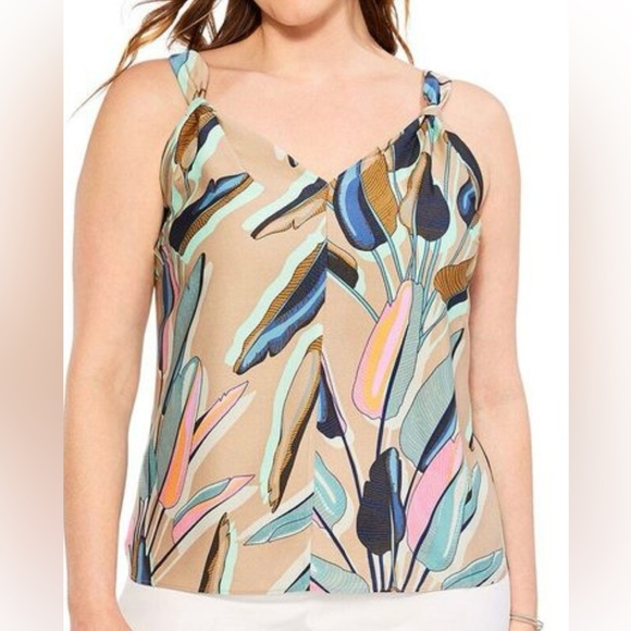 NIC+ZOE Tops - NWT Nic + Zoe Women's Aqua Blue Banana Leaves Tank- XXL. MSRP $138